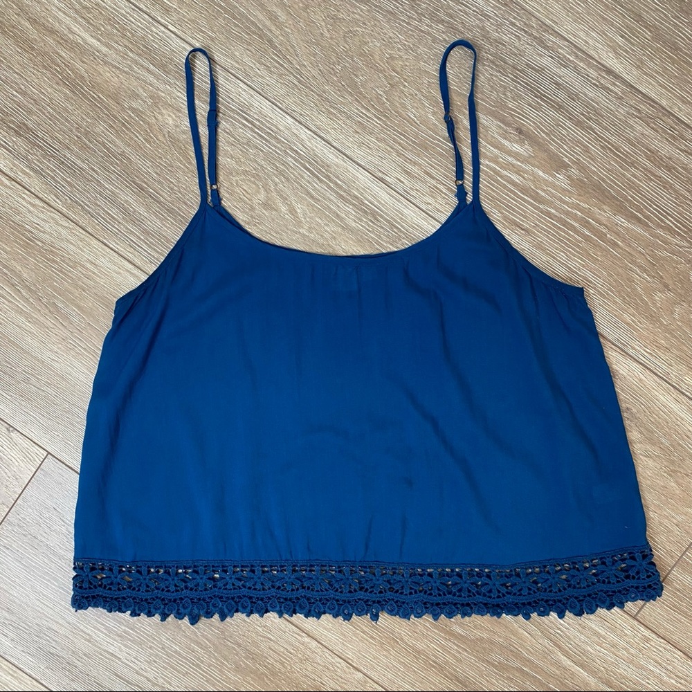 BP Nordstrom | Dark Blue Cropped Crotchet Tank Top